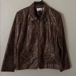 Alfred Dunner Animal Print Jacket Brown Bronze Size 16 Women’s Plus